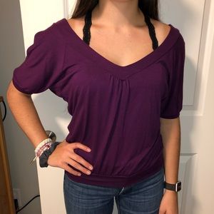 Short-sleeved peek-a-boo shoulder top-S